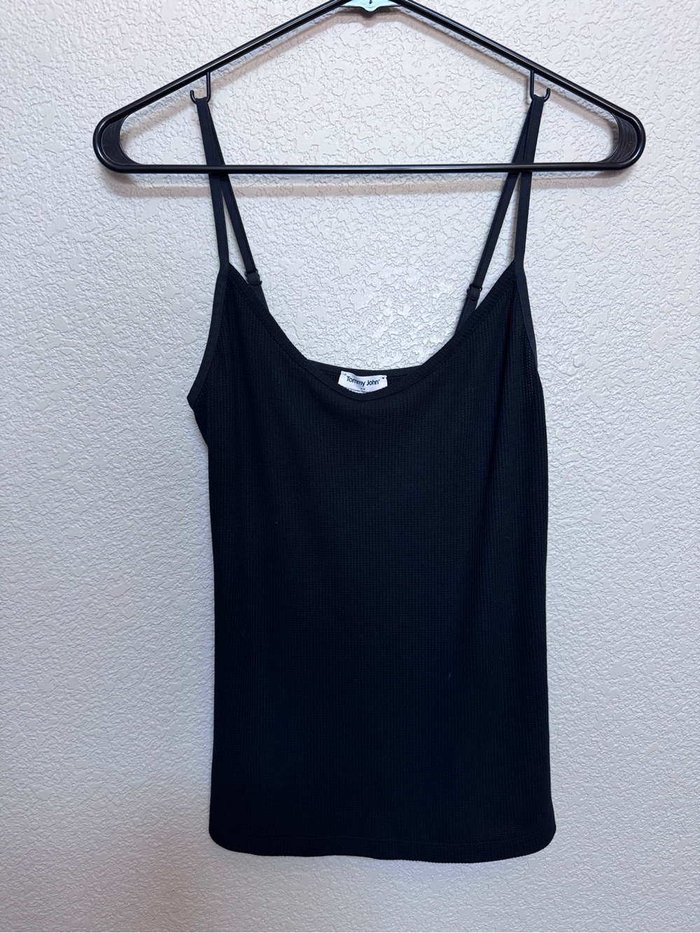 Tommy John Waffle Knit Spaghetti Strap Tank Black Women’s S